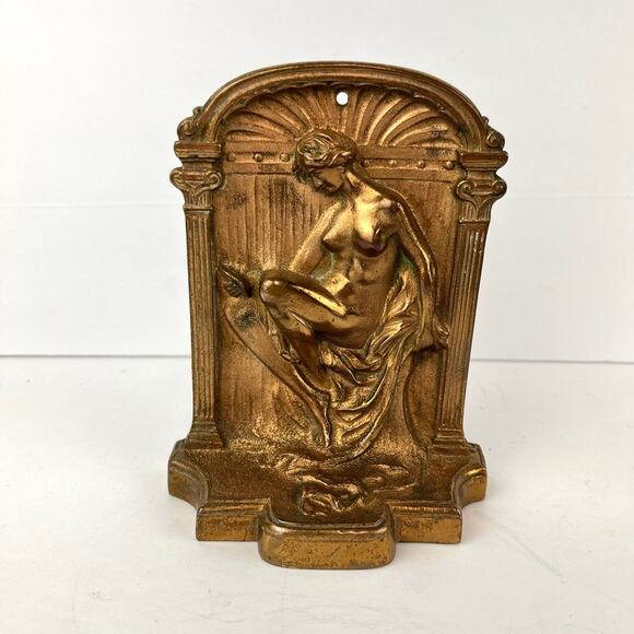 Roman Greek Nude Women Bronze Statue Relief Sculpture Bookend Plaque - Picture 1 of 7